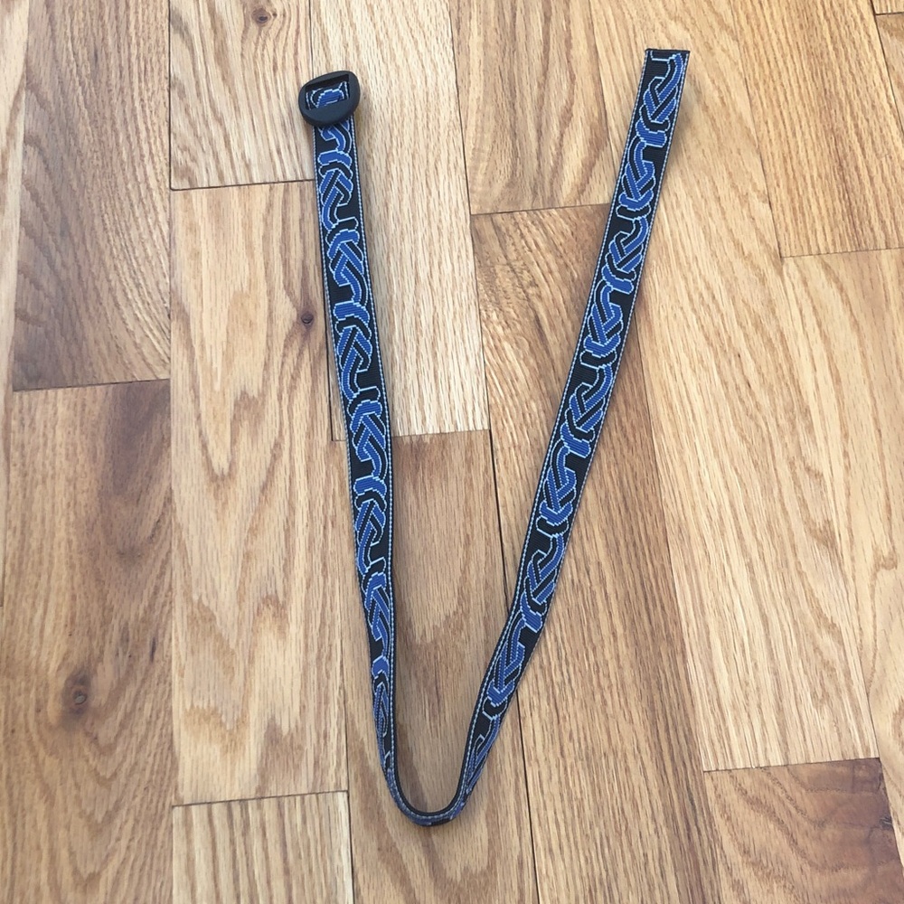 Bison Designs Blue and Black Geometric Pattern Nylon Belt Size Large